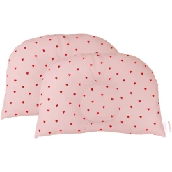 BabyDorm® Kinderwagenkissen BuggyDorm Rosalie Rosa Mit Roten Herzchen