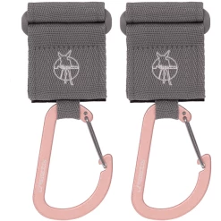 LÄSSIG Kinderwagenhaken 2er Set Karabiner Grau