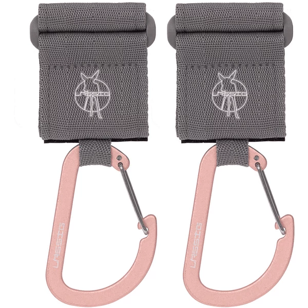 LÄSSIG Kinderwagenhaken 2er Set Karabiner Grau 1 LÄSSIG Kinderwagenhaken 2er Set Karabiner Grau