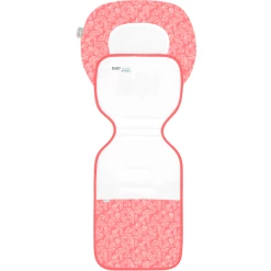 Odenwälder Kinderwagen-Auflage Babycool Ergo White Leaves Cranberry