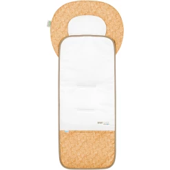 Odenwälder Kinderwagen-Auflage Babycool White Leaves Mustard